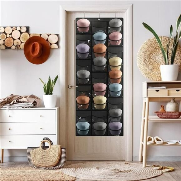 Fixwal 27 Pocket Hat Rack Over Door Baseball Cap Organizer Closet Storage - Picture 6 of 7